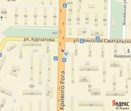 Схема рекламной плоскости по адресу 200 лет Кривому Рогу пл. - 173 квартал