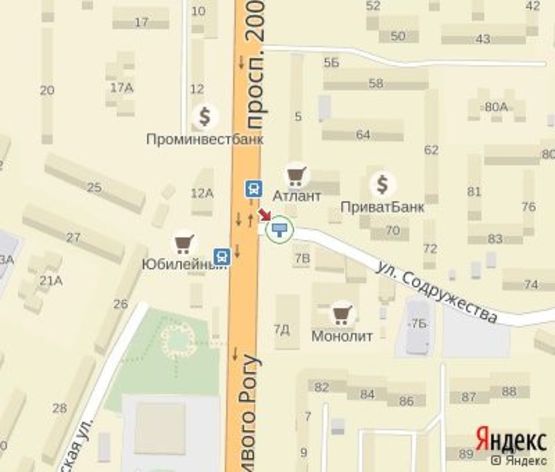 Схема рекламной плоскости по адресу 200 лет Кривому Рогу пр.,7В