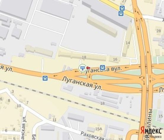 Схема рекламной плоскости по адресу Луганская ул., ( завод "Полярон"), путепровод, Кредобанк