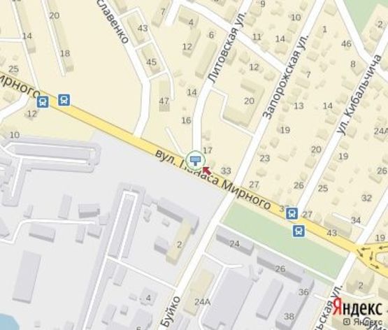 Схема рекламной плоскости по адресу Мирного П. ул. - Ярославенка Я. Ул.