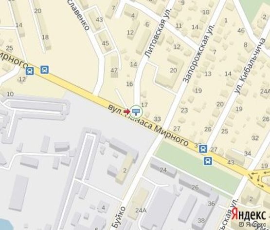 Схема рекламной плоскости по адресу Мирного П. ул. - Ярославенка Я. Ул.