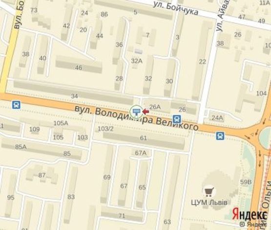 Схема рекламной плоскости по адресу Великого В. ул., 26а - 34, МакДональдс, супермаркет Океан