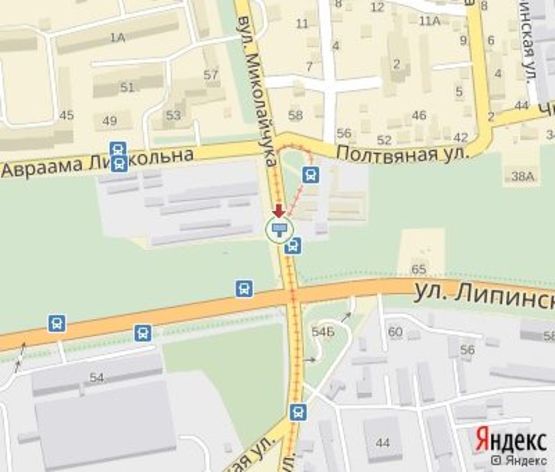 Схема рекламной плоскости по адресу Миколайчука ул., (конеч. трам) м.2