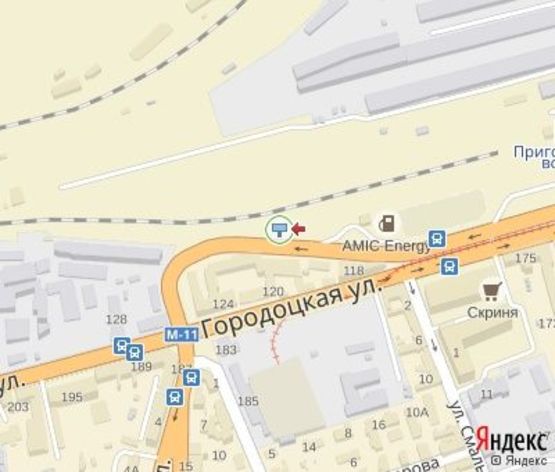 Схема рекламной плоскости по адресу Городоцкая ул., 120 (от ж\д вокзала) (из центра) Новая Почта