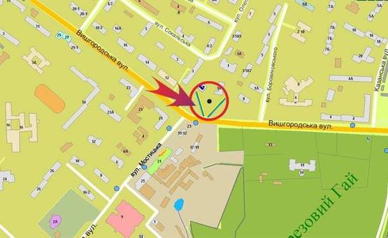Схема рекламной плоскости по адресу Вышгородская /Мостицкая (В)