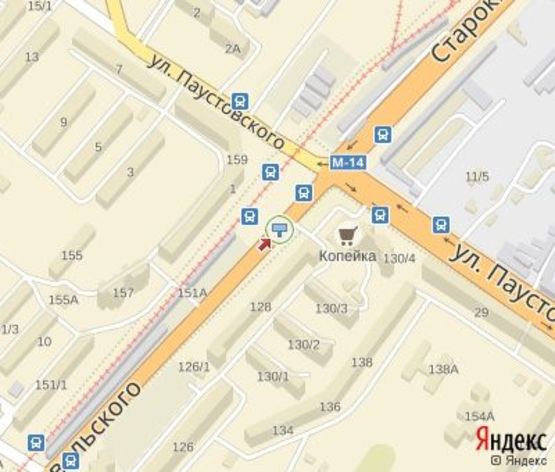 Схема рекламної площини за адресою Добровольского пр., 128 - Паустовского ул.