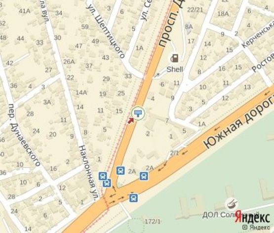 Схема рекламної площини за адресою Добровольского ул., 4 - Шептицкого ул. (АЗС "Shell")