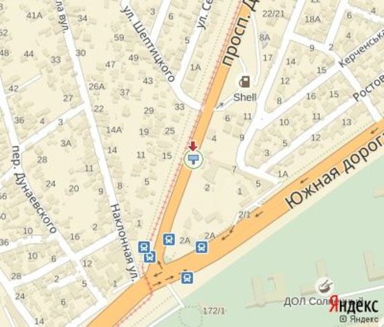 Схема рекламной плоскости по адресу Добровольского ул., 4 - Шептицкого ул. (АЗС "Shell")