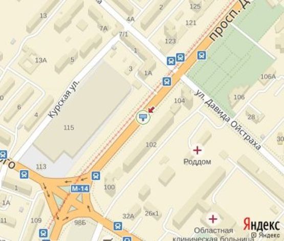 Схема рекламной плоскости по адресу Добровольского ул., 102 - 200 м. до ул.  Заболотного