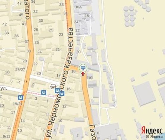 Схема рекламної площини за адресою Черноморского казачества ул. - Газовый пер. (левый)