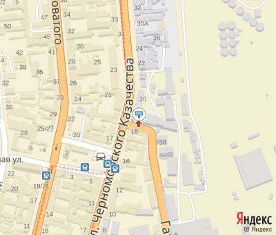 Схема рекламной плоскости по адресу Черноморского казачества ул. - Газовый пер. (правый)