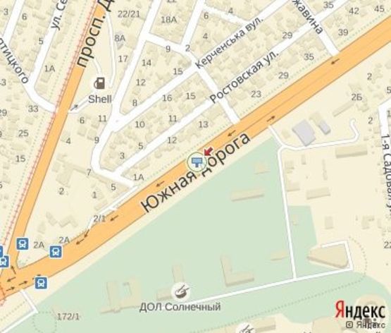 Схема рекламної площини за адресою Южная дорога, 9 - (в центр, 300 м. до пр-та Добровольского)  (левый)