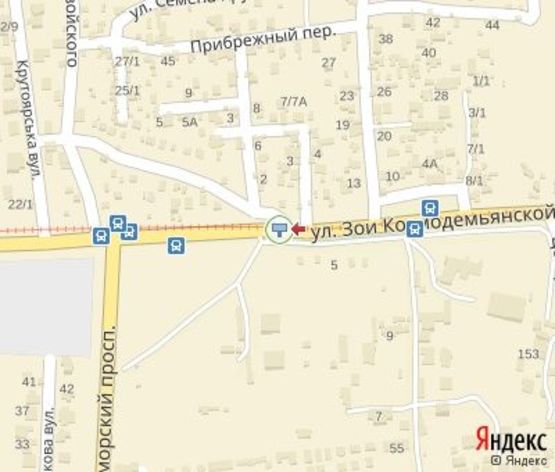 Схема рекламної площини за адресою Космодемьянской ул. - 1й Проездной пер. (ЖК "Совиньон", ТЦ "Волшебный мир") (в город)