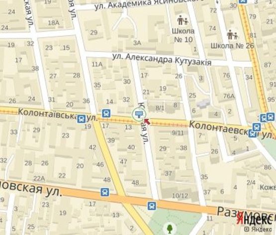 Схема рекламної площини за адресою Колонтаевская ул. - Южная ул.