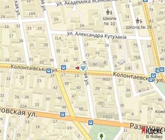 Схема рекламної площини за адресою Колонтаевская ул. - Южная ул.