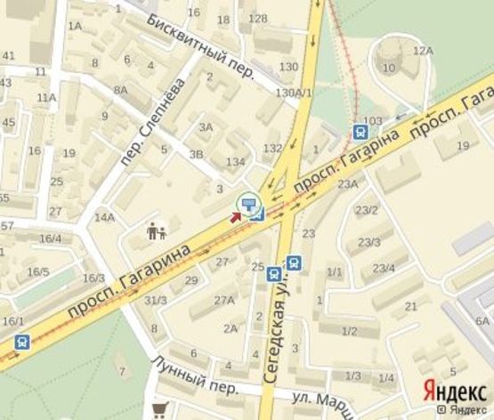 Схема рекламної площини за адресою Гагарина ул. - Сегедская ул.