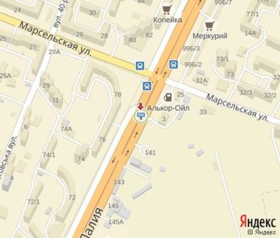 Схема рекламної площини за адресою Палия, 25 - Марсельская ул. (в центр, правый)