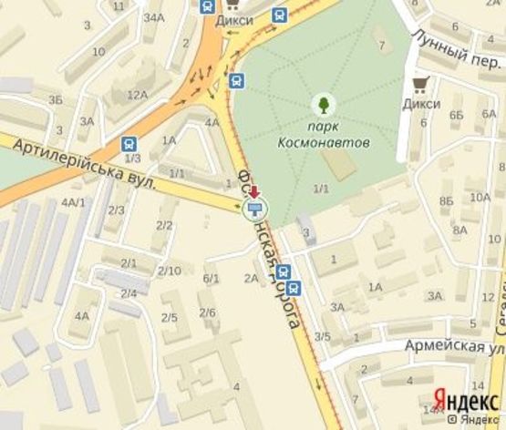 Схема рекламної площини за адресою Фонтанская дорога - Артиллерийская ул. (50 м. до АЗС "WOG")