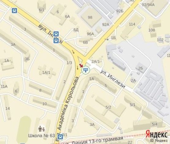 Схема рекламної площини за адресою Королева ул., 1 ("Нова Пошта" отд. №16)