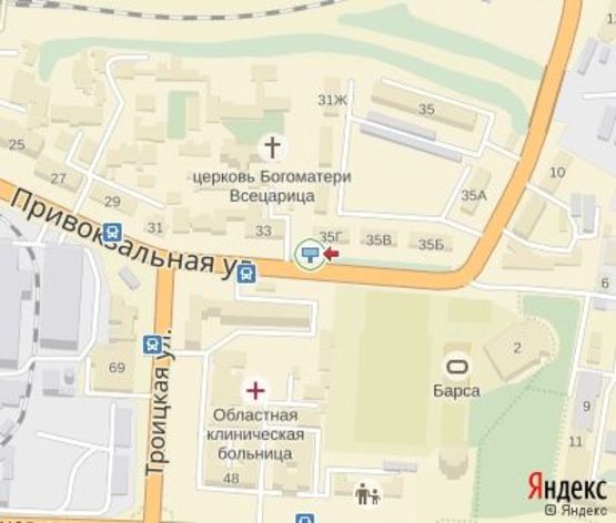 Схема рекламной плоскости по адресу Привокзальная ул. - Троицкая ул. К ЖД Вокзалу