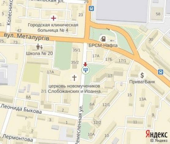 Схема рекламної площини за адресою Ремесленная ул., 17  (ТЦ "САМ Маркет",супермаркет "Экомаркет")