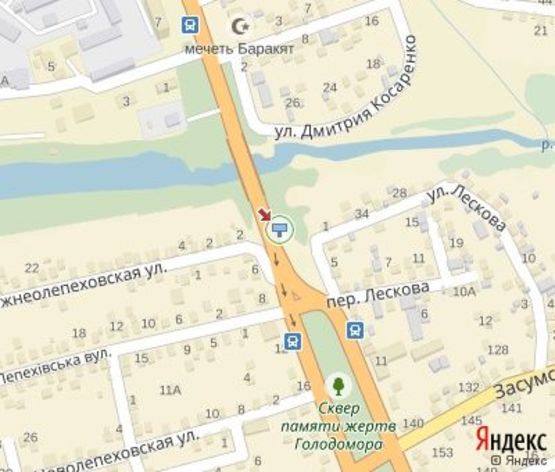 Схема рекламной плоскости по адресу Бандери С. ул., - Нижнеолепеховская ул. (мост) в центр.(400 м. до Центрального Автовокзала")