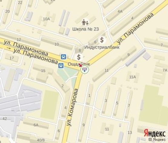 Схема рекламной плоскости по адресу Комарова ул.-Парамонова ул.