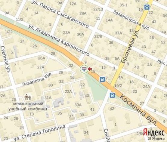 Схема рекламной плоскости по адресу Космическая ул.- Каменная ул. в центр к Проспекту Соборный