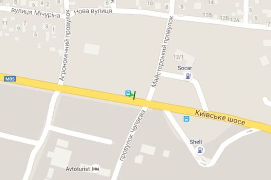 Схема рекламної площини за адресою Ленінградське шосе (Київське шосе) - Мастерський пров. - Чапаєва пров. (в місто)