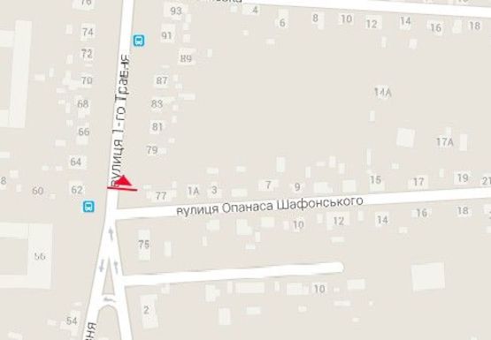 Схема рекламной плоскости по адресу 1 Мая ул. 77 - Афанасия Шафонского ул. - Молодчего ул., к центру