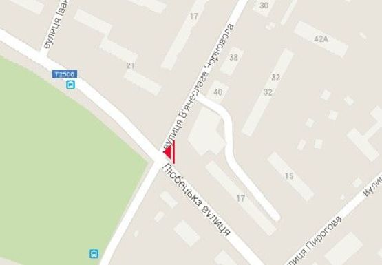 Схема рекламной плоскости по адресу Любечская ул., 17  - Вячеслава Черновола ул., к центру