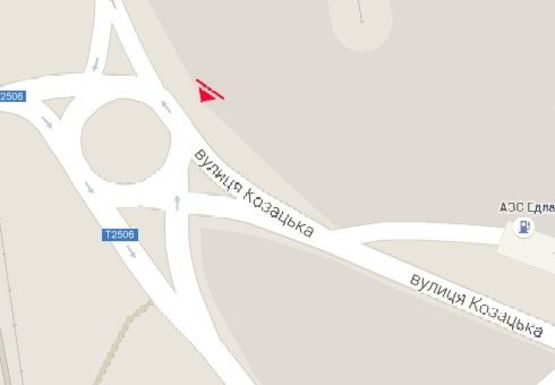 Схема рекламной плоскости по адресу Казацкая ул. - Любечская ул. - Борисенко ул., из центра