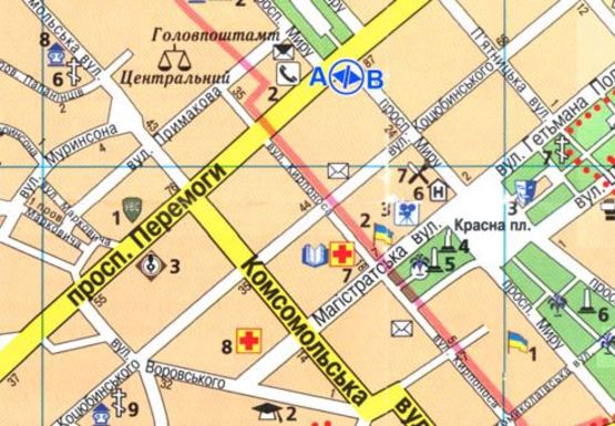 Схема рекламної площини за адресою Мира пр., 26 (БАННЕР)