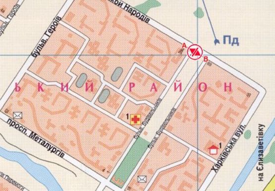 Схема рекламной плоскости по адресу Дружбы Народов пр. - Строителей (рынок)