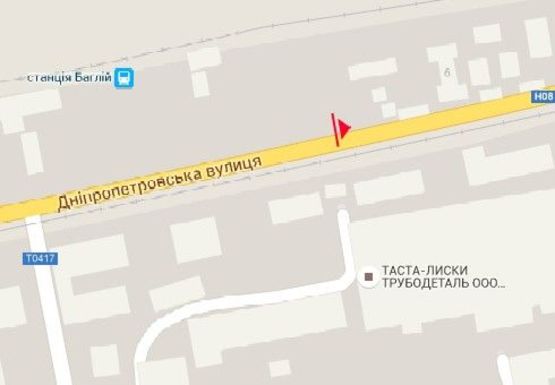 Схема рекламной плоскости по адресу Днепропетровская ул., ж/д станция "Баглий"