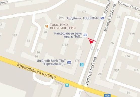 Схема рекламной плоскости по адресу Рабочая ул., 176