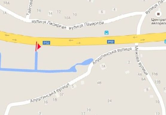 Схема рекламной плоскости по адресу Автодорога Днепропетровск-Киев, напротив Лазарева ул.