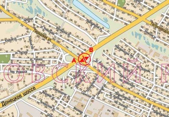 Схема рекламной плоскости по адресу Донецкое шоссе - Передовая ул.