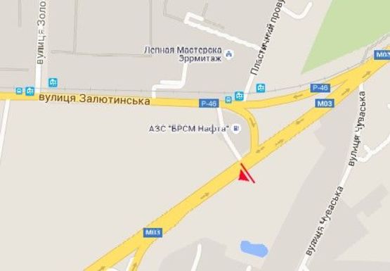 Схема рекламної площини за адресою Полтавский шлях - ул. Залютинская