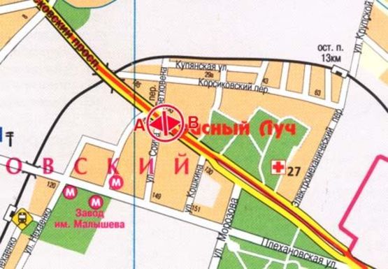 Схема рекламної площини за адресою Московский пр. – Соича ул.