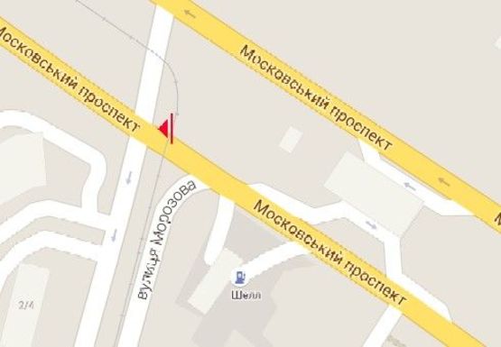 Схема рекламної площини за адресою Московский пр. - Морозова ул. (из центра)