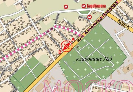 Схема рекламной плоскости по адресу Академика Павлова ул. - Весенний пер.