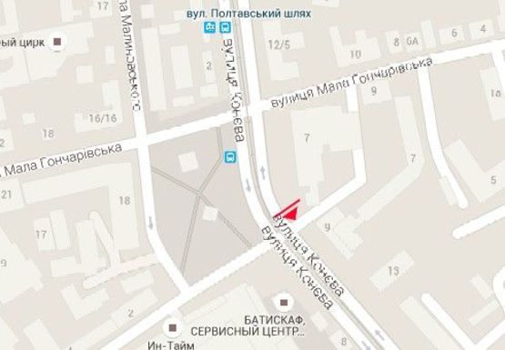 Схема рекламної площини за адресою Конева ул., 7 - Малогончаровская ул.