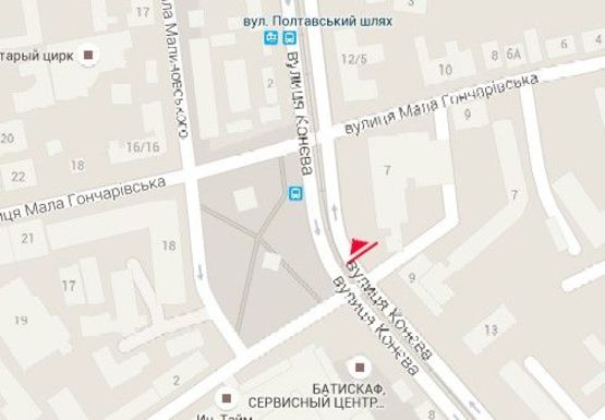 Схема рекламної площини за адресою Конева ул., 7 - Малогончаровская ул.