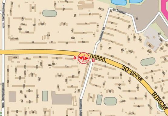 Схема рекламной плоскости по адресу Юбилейный пр., 74