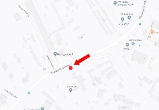 Схема рекламної площини за адресою Отрадный пр., 107, из центра