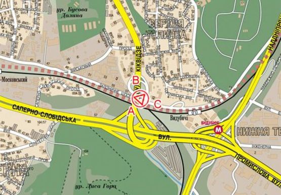 Схема рекламної площини за адресою Бойчука ул. (бывш. Киквидзе ул.) - Железнодорожное шоссе