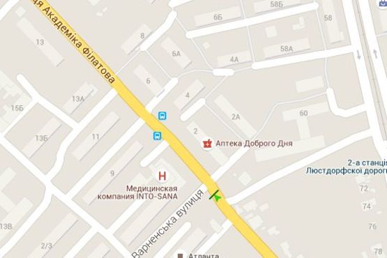 Схема рекламной плоскости по адресу Академіка Філатова вул. - Варненська вул. (Дмитра Байди-Вишневецького вул.)