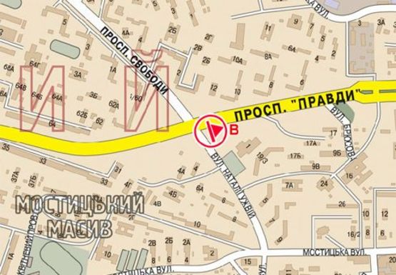 Схема рекламной плоскости по адресу Правды пр. - Ужвий Наталии ул.