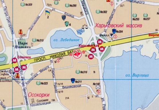 Схема рекламной плоскости по адресу Бажана пр., 30-26